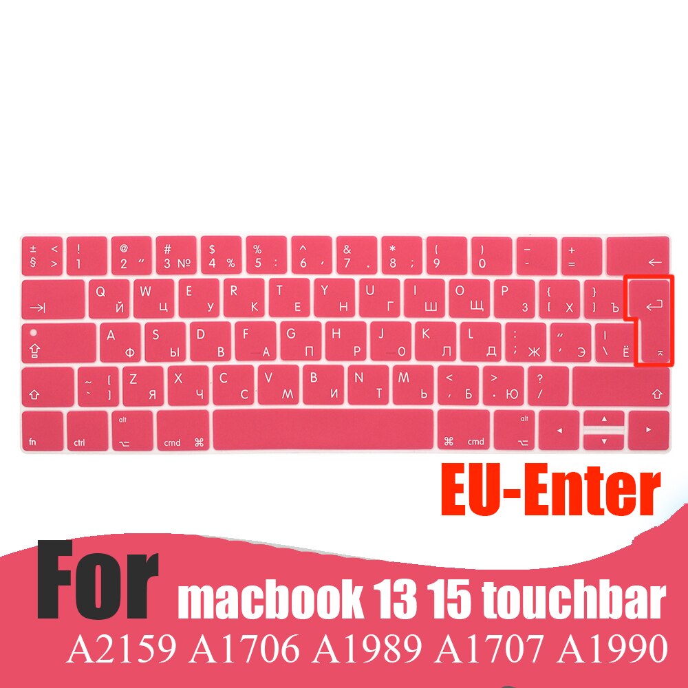 Rosyjska obudowa klawiatury laptopa dla Macbook pro 13 15 touchbar klawiatura ochronna kolorowa obudowa klawiatury A2159 A1707 A1989A1990: EU pink