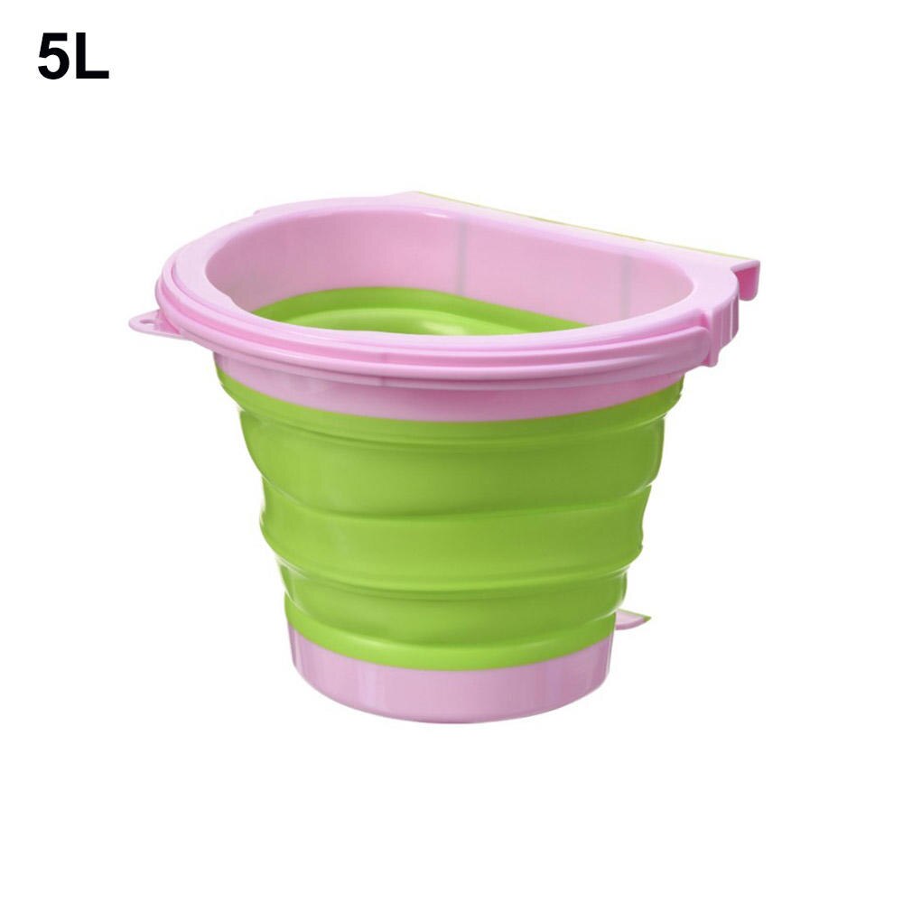 10L Collapsible Bucket 2.6 Gallon Foldable Portable Cleaning Silicone Bucket Space Saving Car Bucket for Garden Camping Fishing: Pink-Green 5L
