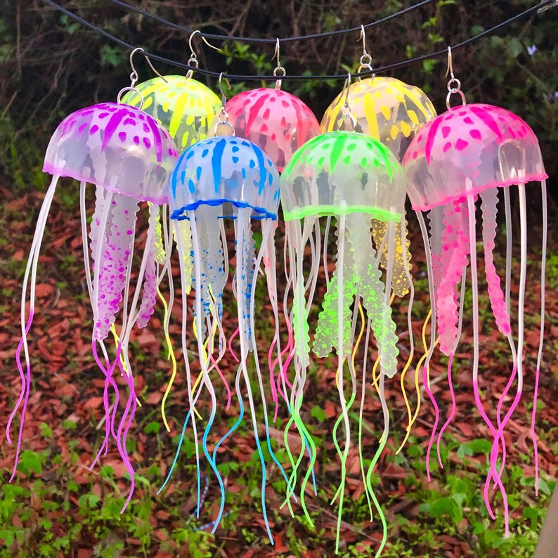 Kwallen Earring Festival Mermaid Sieraden Carnaval Neon Ultraviolet Glow Oceaan Kwallen Octopus Onderwater Mariene Leven Sieraden