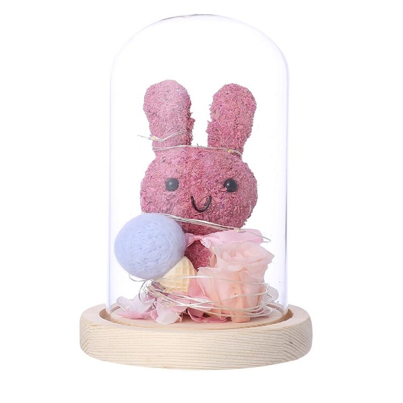 Gold Foil Rose Flower Bear in Glass Dome with LED Night Light Mothers Day Valentine's Day Wedding Party Decoration: 18