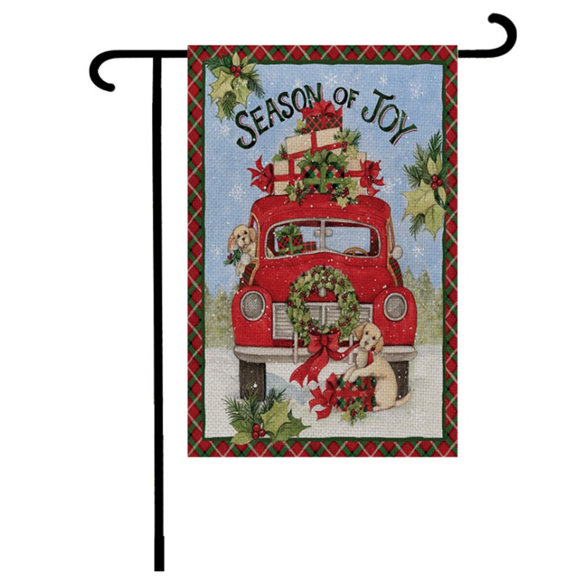 Julehave flag dobbeltsidet snemand julemand elg lastbil lodret udendørs gård flag indretning: 1