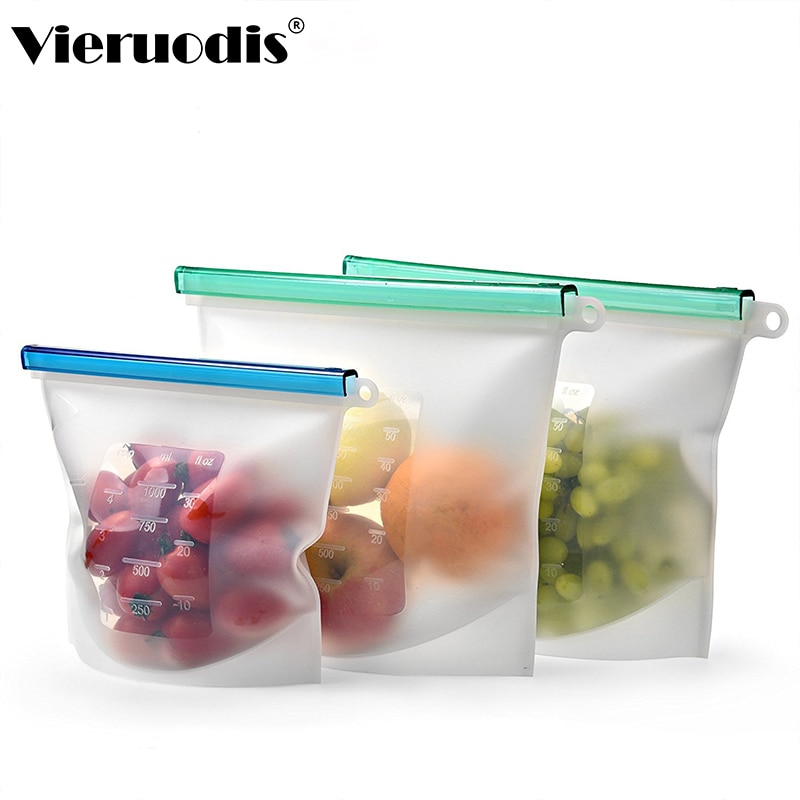 Bolsa de Silicón para mantener frescos bolsa para alimentos sellada reutilizable bolsas de productos organización del hogar y nevera para almacenamiento de frutas Cocina