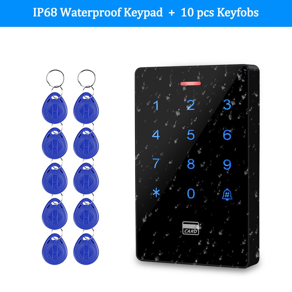 IP68 Waterproof Access Control System Outdoor RFID Keyboard WG26/34 Access Controller Reader Rainproof 10pcs Key fobs for Home: Waterproof Keypad