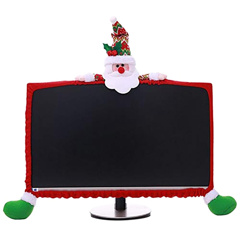 Kerst Computer Monitor Cover Leuke Claus Decoratie Voor Home Office