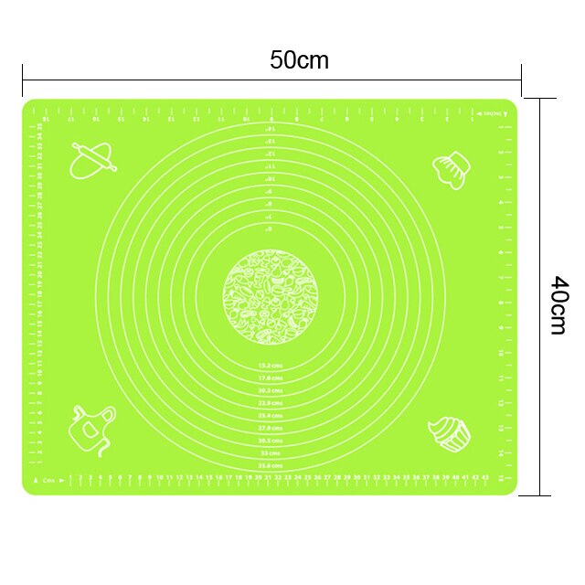 Oversized Siliconen Non-stick Kneden Deeg Maken Gebak Antislip Mat Met Schaal Siliconen Snijplank Keuken Tool: Green-M