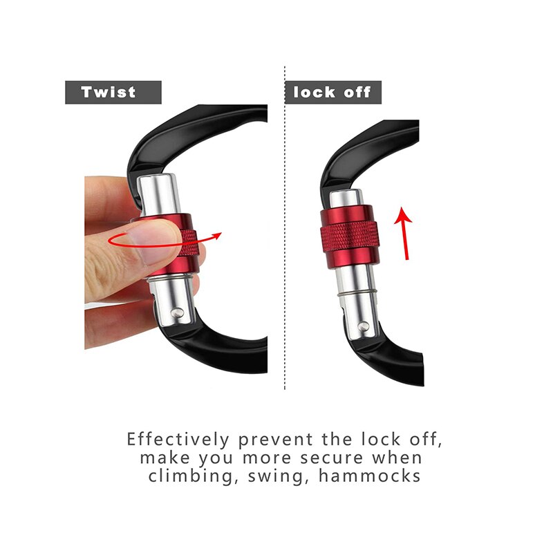 Multifunctional Gadget Rescuing Climbing Carabiners 2pcs Aluminum Locking Carabiner Clip Rock Climbing Tool D-Shaped Buckle