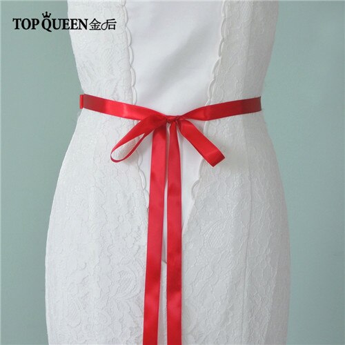 TOPQUEEN S375-S Wedding Dress Belts Bridal Waist Belt Dress Satin Ribbon Belt Indian Beaded Belt Luxury Rhinstone Dress Belts: wine red
