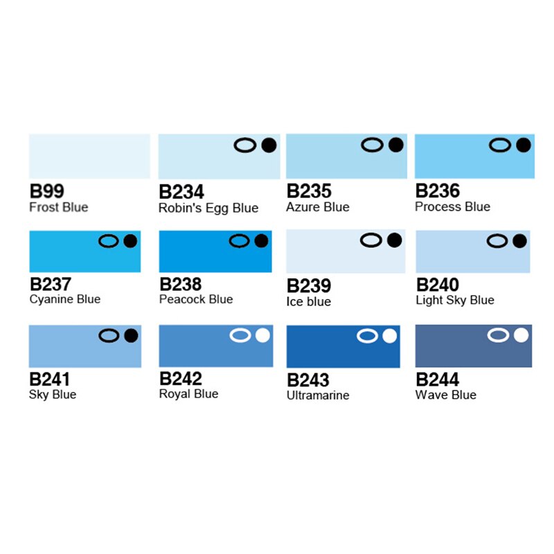 Finecolour EF103 Profession Alcohol Based Art Markers Oily Soft Double-Headed Sketch Markers Artist Manga Art School Supplies: 12colors-Blue-set