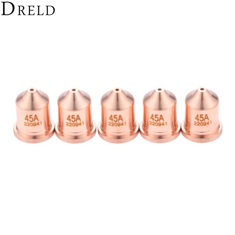 DRELD 5pcs 45A Plasma Nozzle 220941 for Plasma Cutting Torch Consumables Drag-cut/ Mechanized/Unshielded Processes