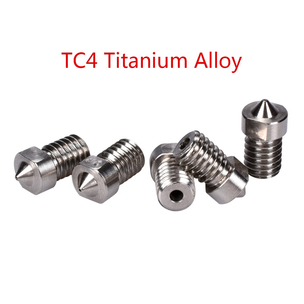 3D TC4 Titanium Legering Mondstuk V5 V6 Nozzle 3D Printer Onderdelen J-head Hotend Extruder RepRap 1.75mm Filament 0.3/0.4/0.6/08/1.0mm