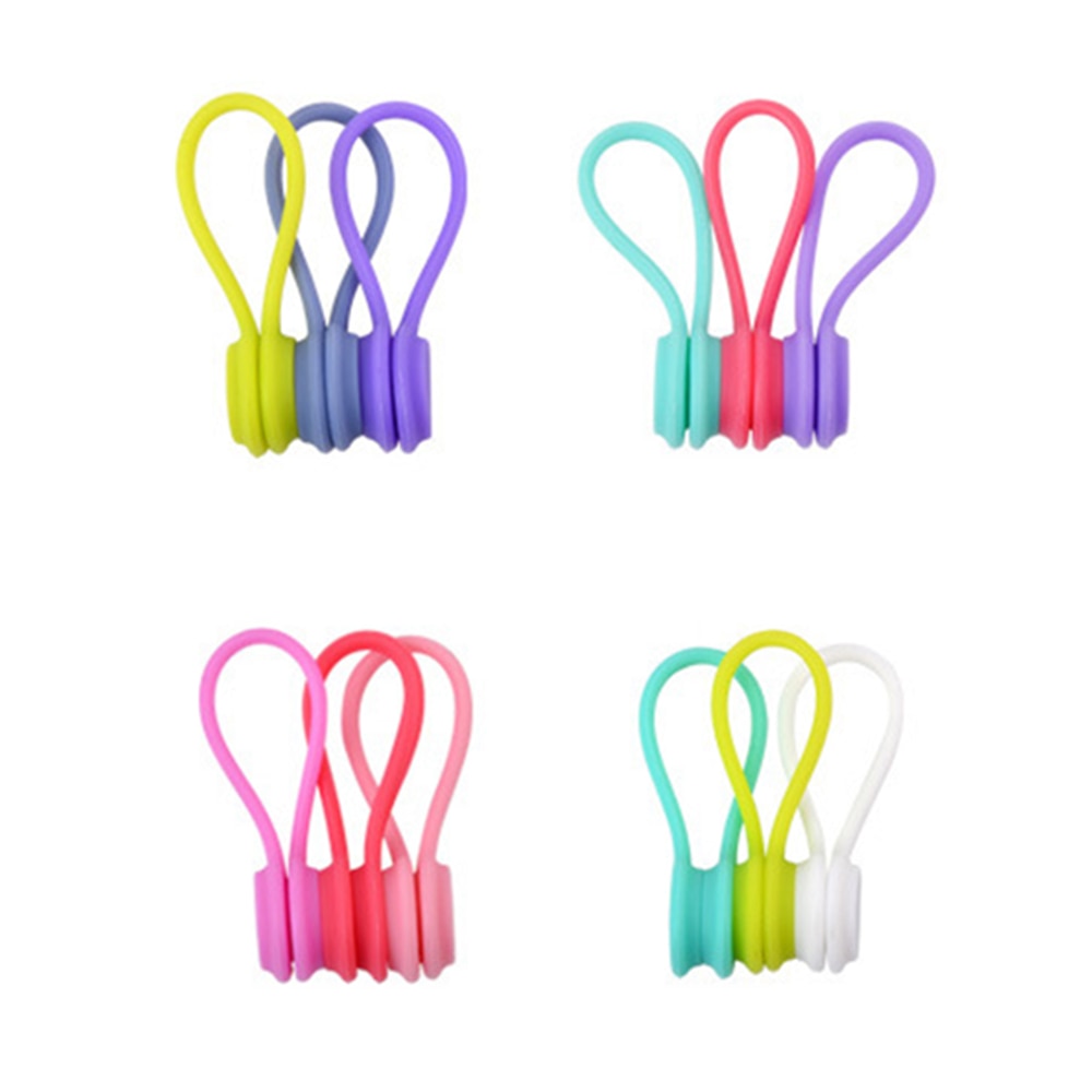 3PCS Silicone Magnet Coil Earphone Cables Winder Headset Bobbin Winder Hubs Cord Holder Cable Organizer For IPhone USB Cable