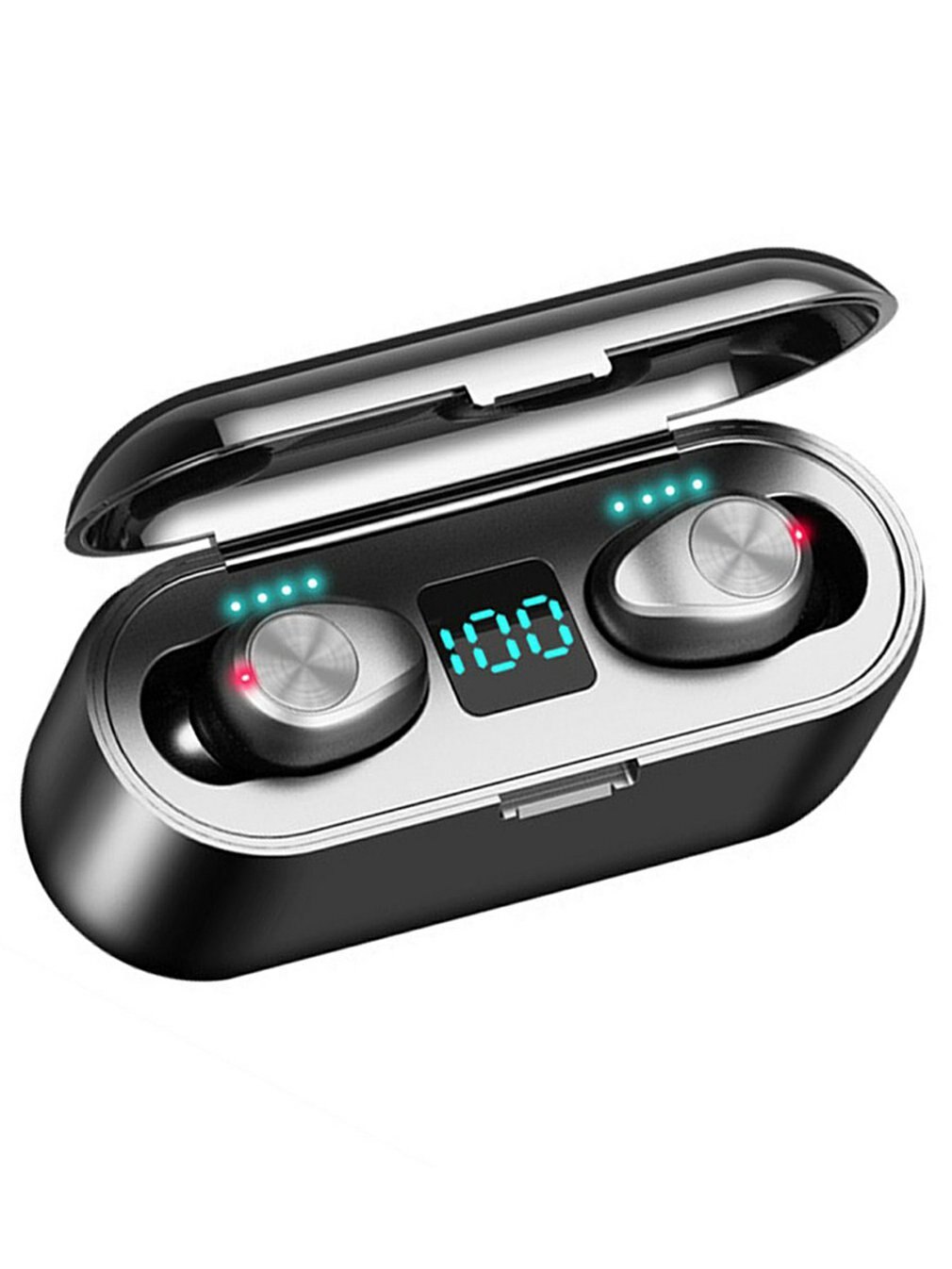 F9 True Wireless Headset 5.0 Wireless Binaural Stereo Headset Portable In-Ear Waterproof Sports Headset: D7 black