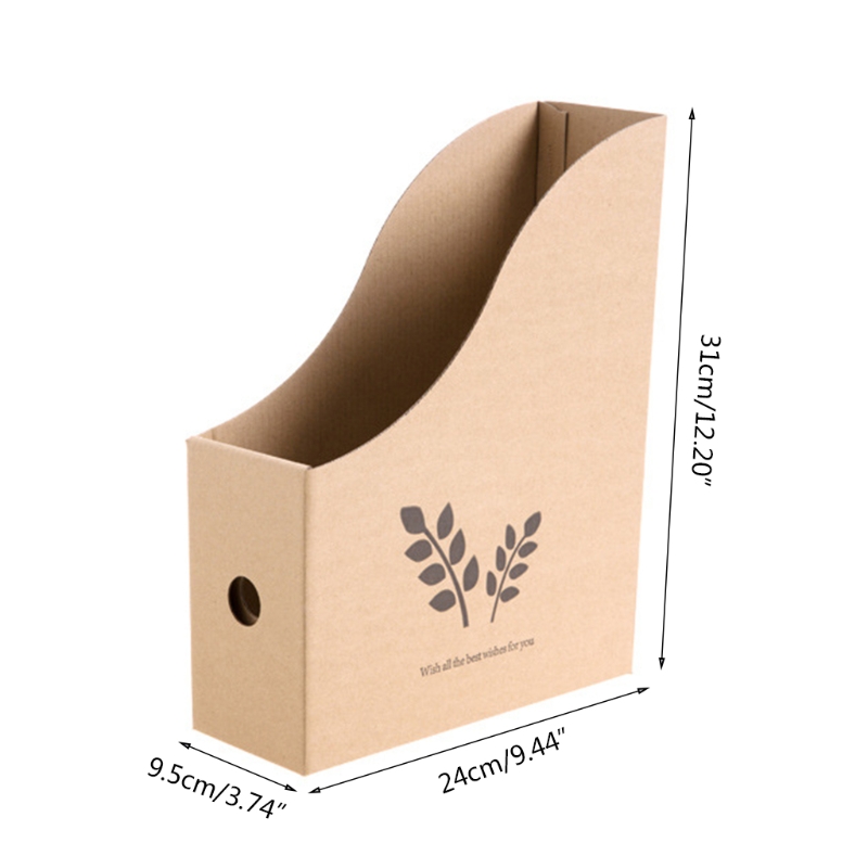 Office Desk File Magazine Holder Kraft Paper Leaves Print Books Document Storage Box Home Desktop Cabinet Organizer Rack