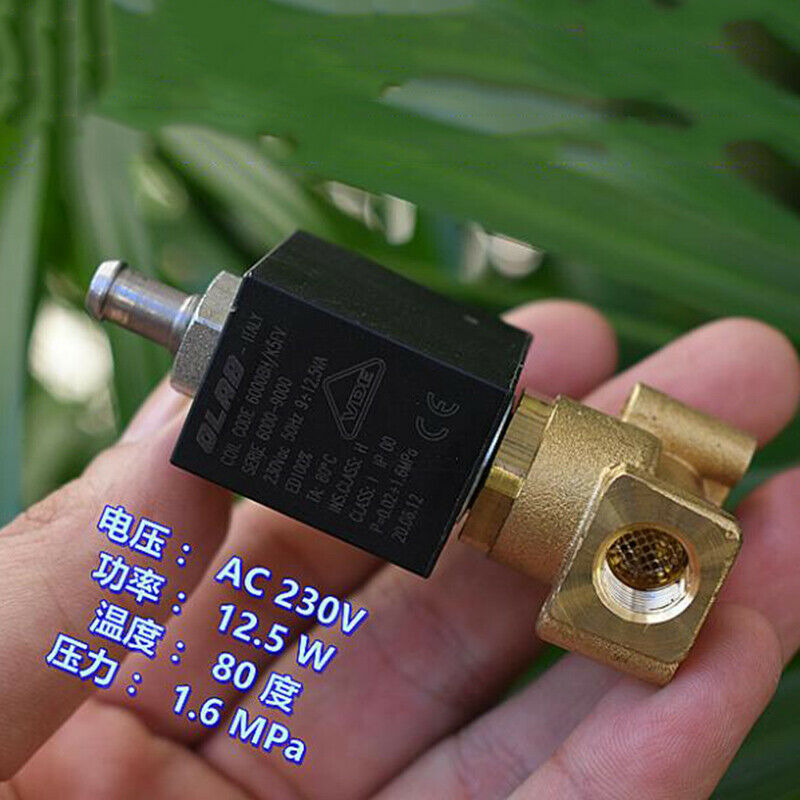 OLAB-Válvula Solenoide eléctrica de latón, máquina de café de dos posiciones, válvula de agua de vapor, 6000-9000, 1/8 ", 230V, CA