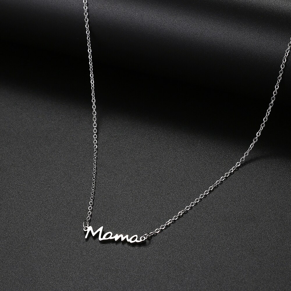 Edelstahl Halsketten Muttertag Mutter knapp Anhänger Kragen Kette Halskette Für Frau Schmuck Party Mama Beste: Silber-