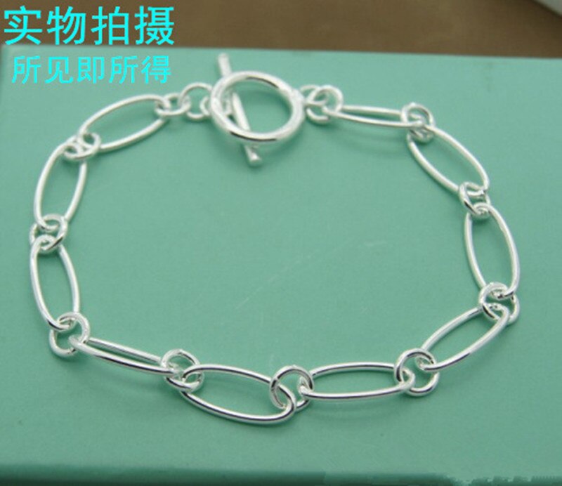 Moda feminina 925 prata esterlina 6mm charme corrente pulseiras e pulseiras 925 prata esterlina jóias presentes