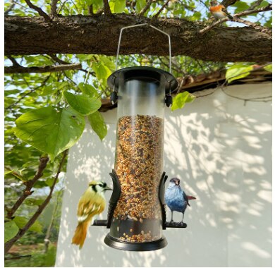 Large Capacity Transparent Bird Feeder, Outdoor Hanging Feeding Coop for Pigeon, Pecker, Sparrow, Aves