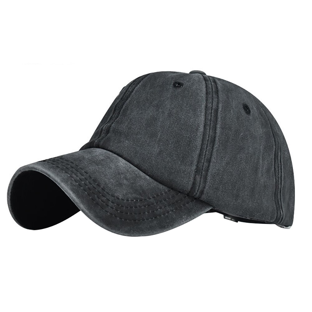Mænd vasket bomuld baseball cap vintage solid farve justerbar anti uv udendørs sport hestehale hat baseball cap