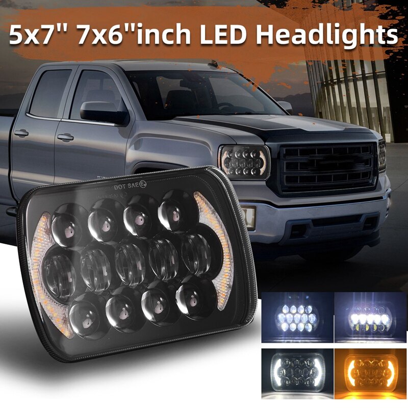 (par ) 210w 5 x 7 tommer 7 x 6 tommer projektor fjernlys led-forlygter med engleøjne drl til chevrolet jeep cherokee xj  h6054 h5