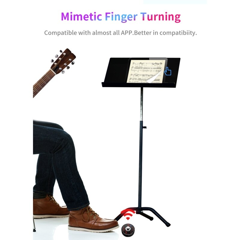 Pédale de commande sans fil Bluetooth, téléprompteur, pour tablette, téléphone, Rechargeable, T4MF