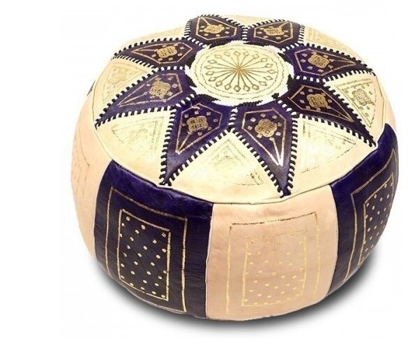 Puf Pouf Hecho a Mano en fès, Marrakech Cuero autentico SIN relleno: Violet foncé