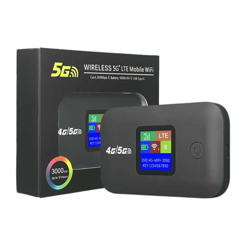 4G/5G Mobile WiFi Router Supports All SIM Cards Strong Signal Pocket WIFI Small Mobile WiFi Mobile Broadband LCD MIFI Hotspot: WHITE