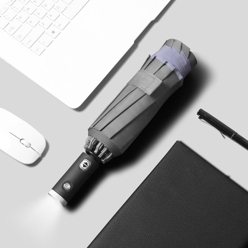 ZK30 parasol automatyczny doprowadziło latarka odblaskowy deszcz słońce odwrócony parasol biznesowy z paski odblaskowe parasole deszcz: Pomarańczowy