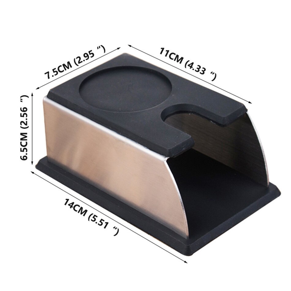 Ttlife tukeva ruostumaton teräs silikoni espresso kahvi peukalointijalusta barista työkalu tamping pidike teline hylly kahvikone työkalu: Musta