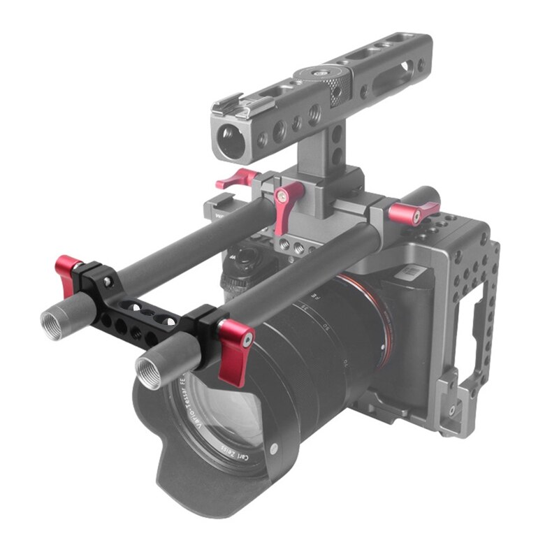 T8WC 15mm Double Hole Pipe Clamp Rail Connector SLR Camera Parallel Dual-Hole Multi-Function Pipe Clamp for DSLR Camera Rig