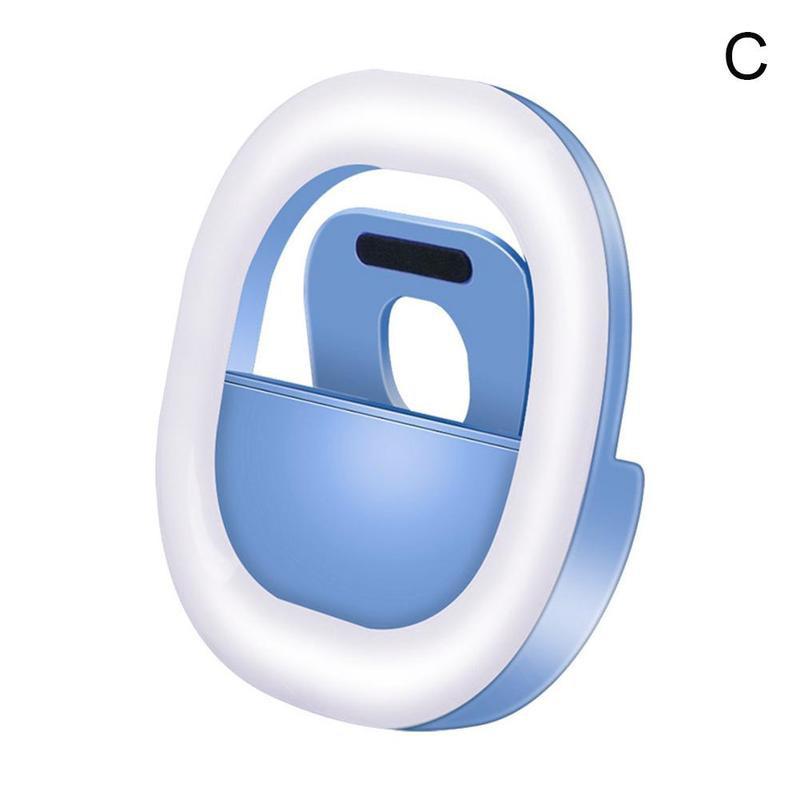 Mini Dimbare Led Ring Licht Clip Op Mobiele Telefoon Licht Invullen Self Timer Vierkante Miniatuur Led Lamp Selfie Ring Licht voor Make-Up: Blue