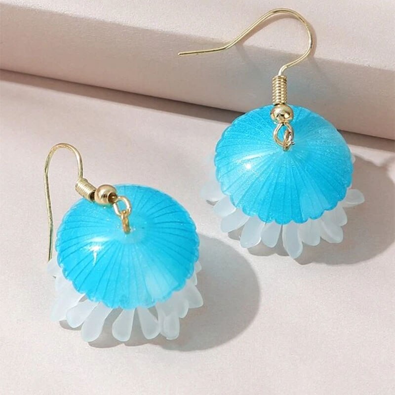 Pendientes colgantes de acrílico para niña, aretes llamativos de Medusa, cangrejo rosa, accesorios de , de cumpleaños: blue