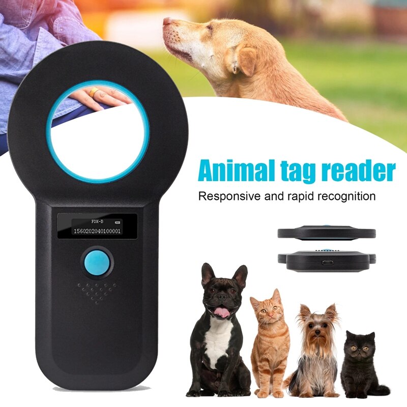 Lector de etiquetas de animales con Chip EMID ISO, lector de Microchip OLED portátil para mascotas, perros y gatos, escáner para etiquetas HFing