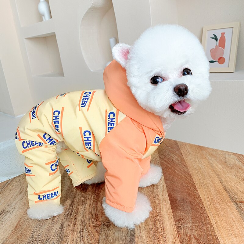 Winter Dog Jumpsuit Coat Jacket Puppy Small Dog Costume Outfit Warm Dog Clothes Yorkshire Pomeranian Poodle Schnauzer Clothing: orange / L