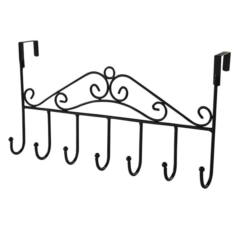 Door Rear Behind Hook Wall Mounted Storage Hanger Hook Wrought Iron Hooks for Home Bedroom Bathroom Hat Coat Clothes: black