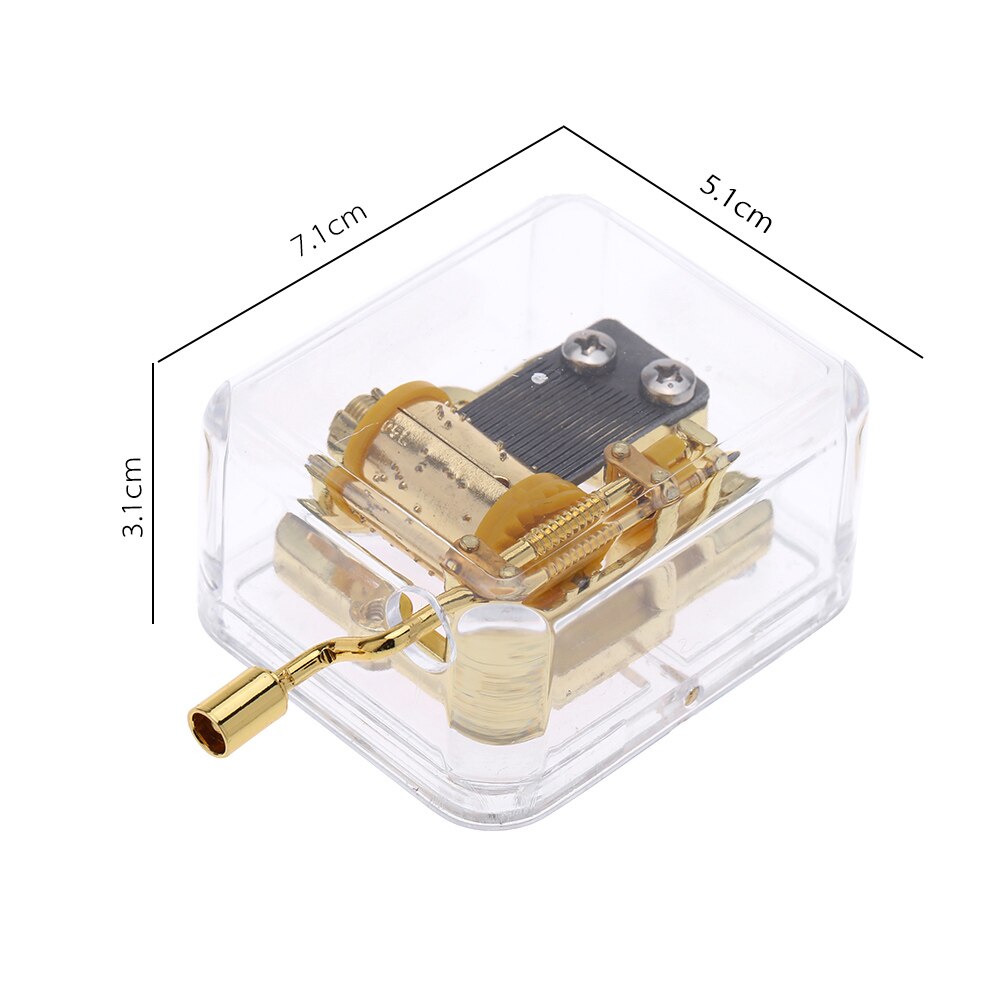 Unique Musical Box Acrylic Hand Crank Music Box Golden Movement Melody Happy Birthday