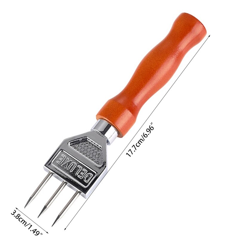 Sturdy Ice Chipper with Solid Wood Handle, 304 Stainless Steel Three Pronged Ice