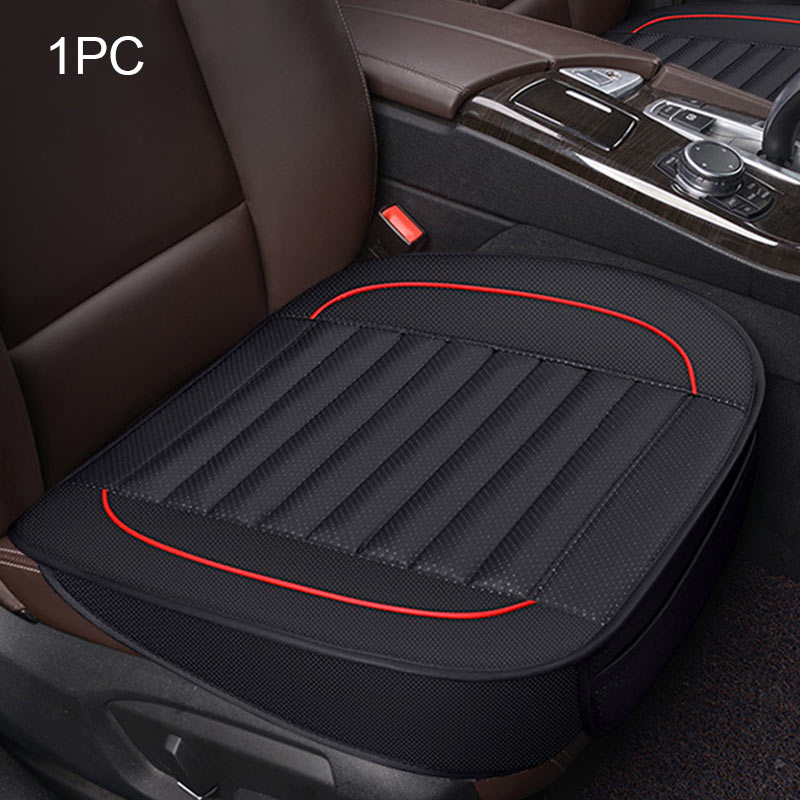Funda de cuero Pu para asiento de coche, fundas de asientos para Interior de automóvil, cojín Universal, protección de asiento alfombrillas de cuero, accesorios para Auto: Black front 1pc