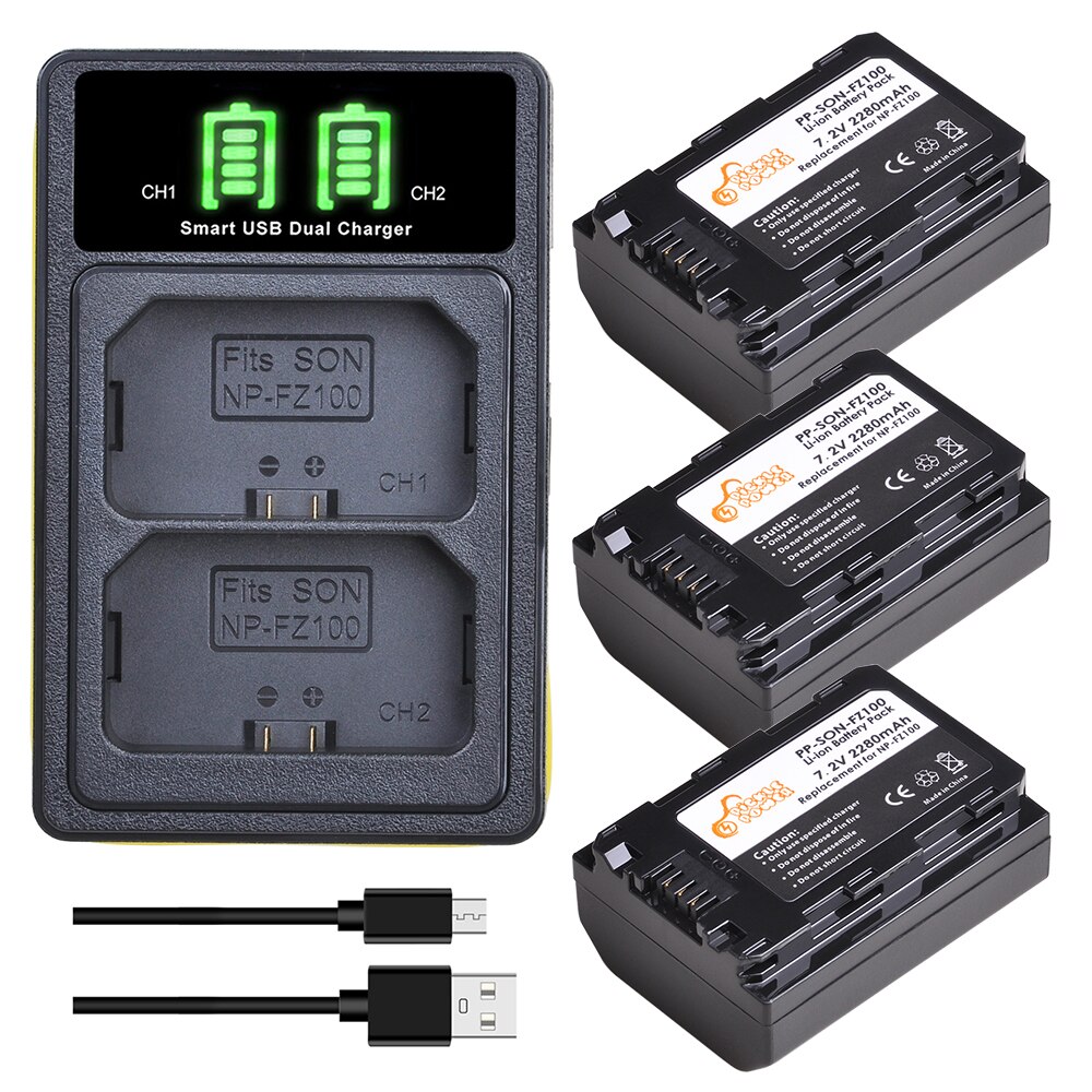 2pc 2280 mah np -fz100 npfz 100 np fz100 batteriladersett for sony bc -qz1 alpha 9 9r a9r 9s ilce -9 a7r a7 iii ilce -7 m 3 a6600.