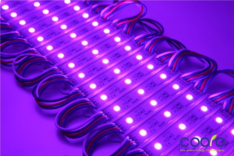 20 st/lot led 5050 3 led modul 12v vattentäta rgb färg utbytbara led moduler belysning