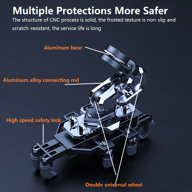Upgraded Motorcycle Aluminum Anti-Vibration Phone Holder Handlebar Phone Holder Motorcycle Scooter ATV For 4.7''-7.2'' Phones
