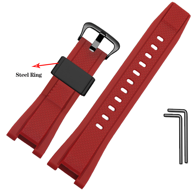 Cinturino in gomma siliconica per Casio G-shock GST serie GST-W300 210 400G S130 S310 S330 B100 cinturino sportivo cinturino: Blu scuro Nero