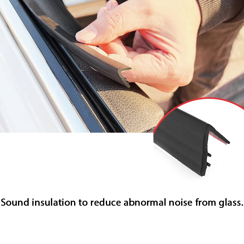 Tira de sellado de ventana lateral de coche, burlete de goma, relleno de huecos de ventana, Reduce la vibración, aislamiento de ruido, tiras de sellado en forma de V