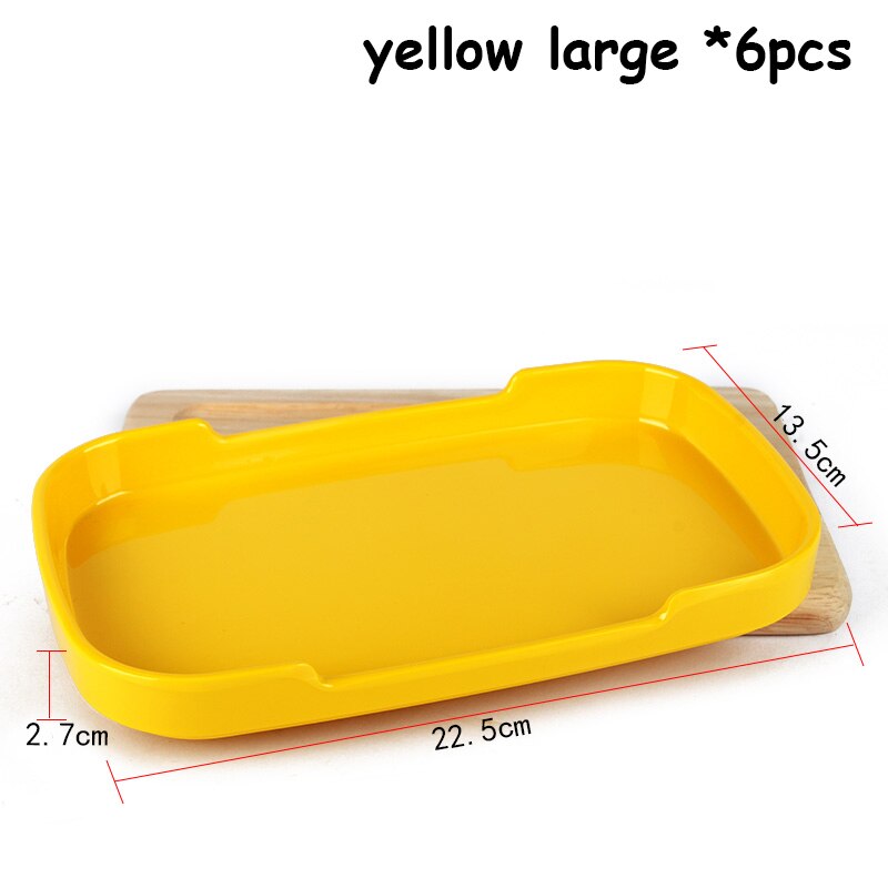 Rectangle Plates Colorful Trays Food Containers Korean Restaurant Roast Vegetable Cafe Kitchen Utensils Christmas Tableware 6pcs: Yellow Large