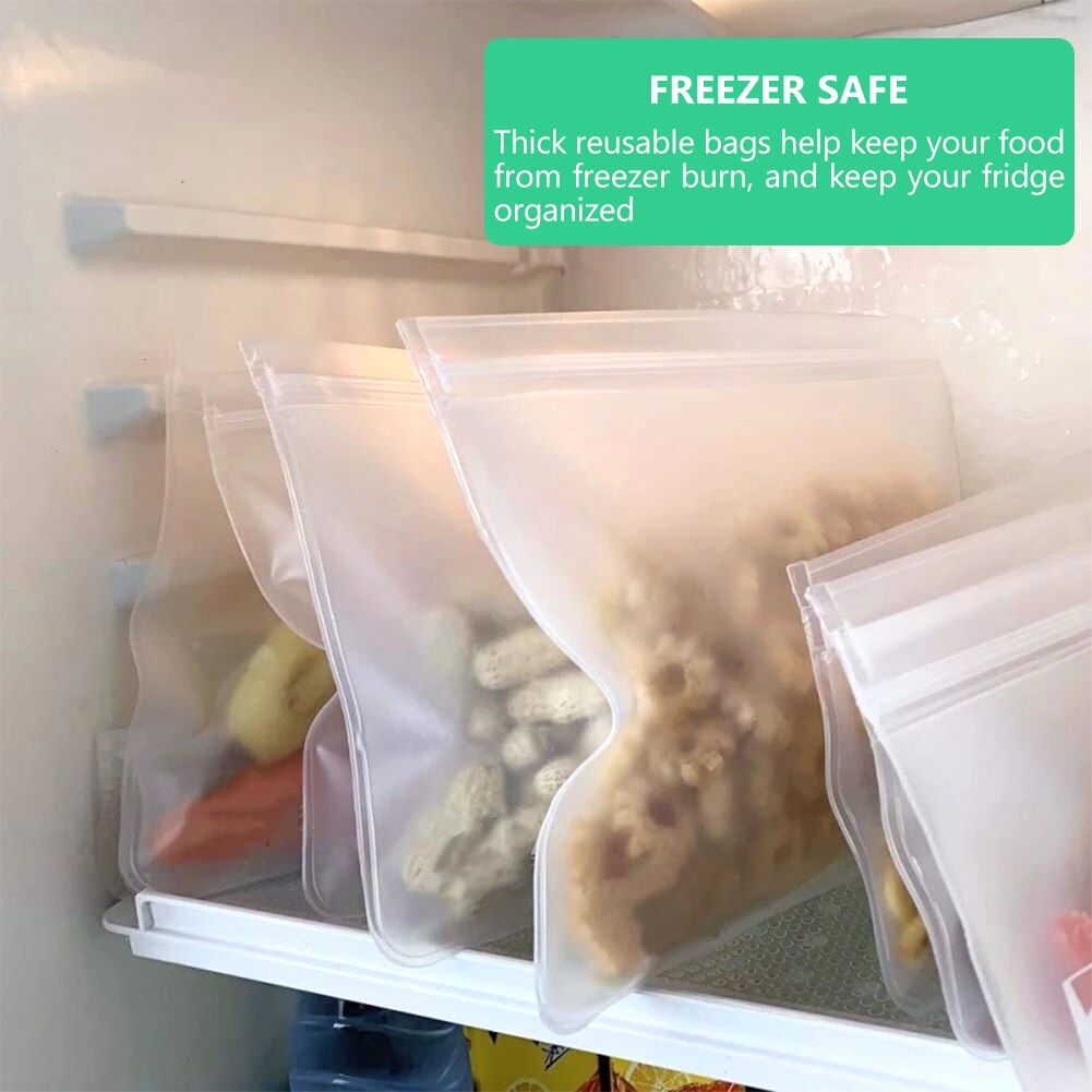 4Pcs Sandwich Pouch Containers Reusable Food Storage Bag Silicone Leakproof Fresh Fruit Pouch Freezer Bags Cup Ziplock Shut