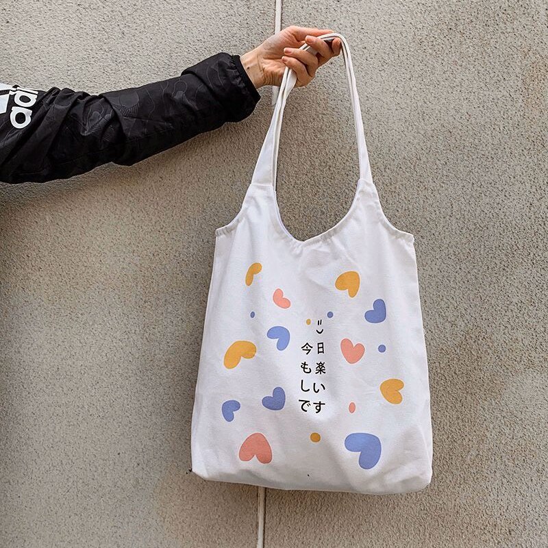 Gedrukt Fruit Canvas Tas Vrouwen Enkele Schouder Japanse Eenvoudige Student Kleine Verse Art Dames Canvas Handtas