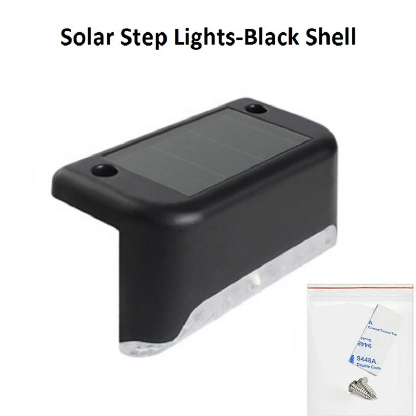 2 stk/lot solar gjerde lamper utendørs rekkverk lys for hage/terrasse/trapper/hage/sti/gårdsplass varm hvit: 2 stk svart skall / Varm hvit