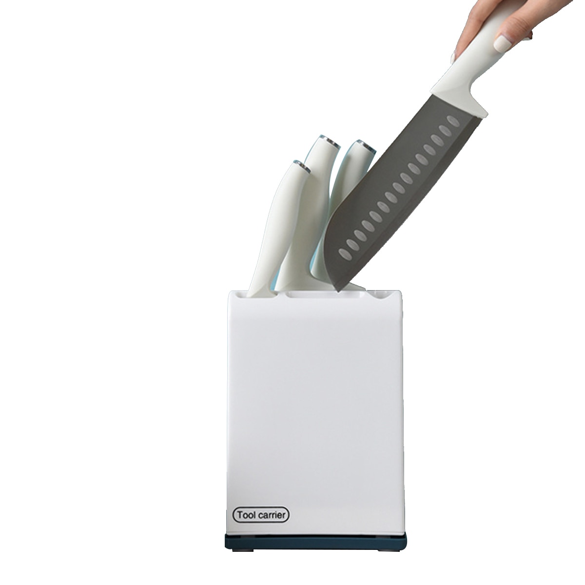 Universal knivblok, køkkenredskabsholderholder i hård plast med skridsikre puder til bordplader