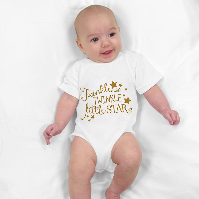 DERMSPE Casual recién nacido bebé niño niña de manga corta estampado de letra centelleante estrella pequeña mameluco de prendas de algodón ropa de bebé