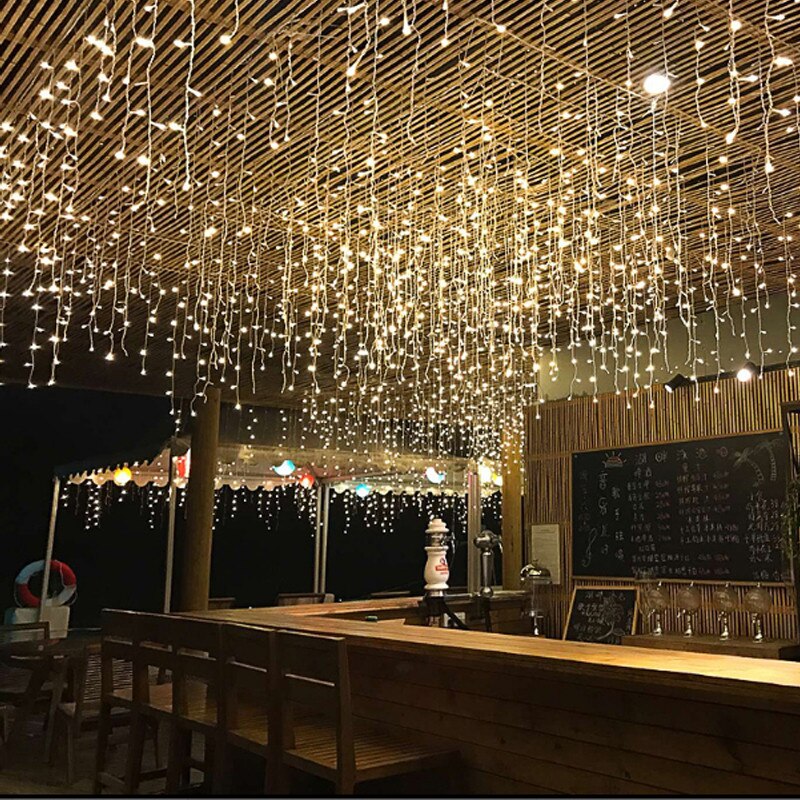 Julekrans led gardin istap lys 220v 5m 96 led innendørs led fest hage scene utendørs dekorativt lys