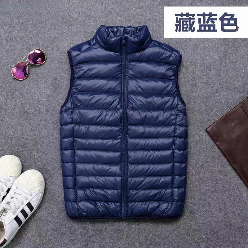 Donsvest voor heren Winter, los eendendons Lichte veren Modejas Jas Warm heren los plus eenvoudig effen kleur jasjevest: 5XL / Beige